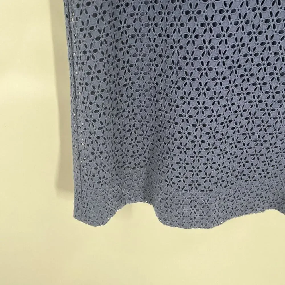 Draper James blue eyelet‎ shirt dress with belt 14
